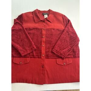 Vintage Jolibel Red‎ Button Up Woven Shirt Jacket Size 24 Canada